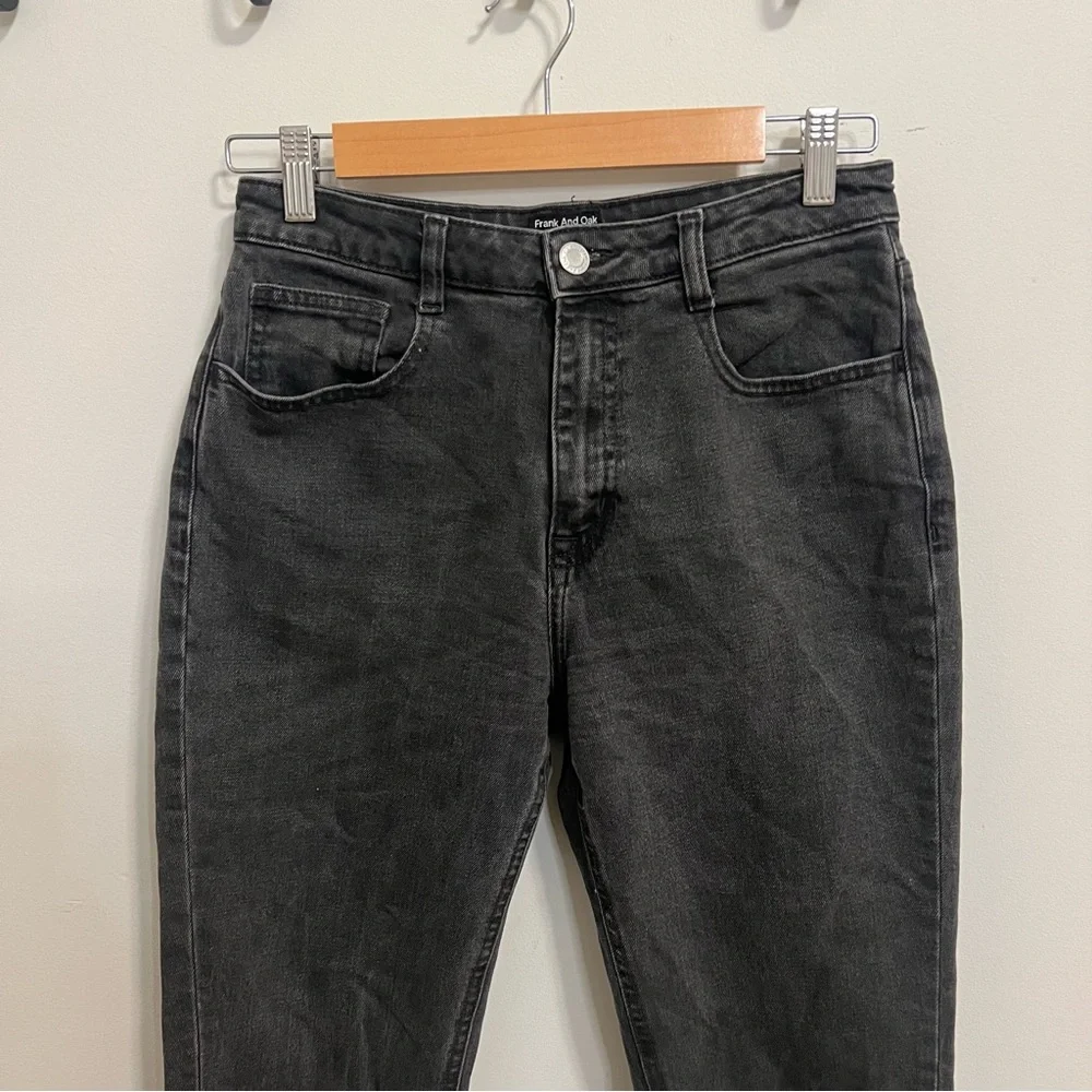 Frank & Oak Charcoal High-Rise Women's Jeans Straight Leg Office Career Work - Picture 4 of 7